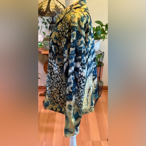 Impulse California Womens Yellow Blue Collared Button Long Sleeve Large Jacket - Picture 4 of 16